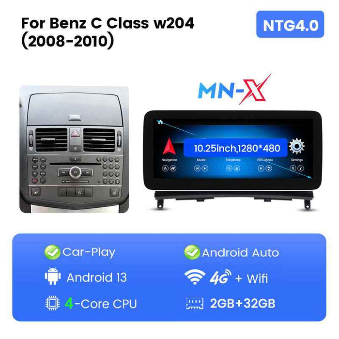 Suitable for Mercedes-Benz C-Class W204 C63 2008-2010 MN-X Android large-screen central control navigation radio