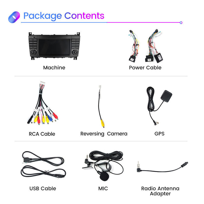 Suitable for mercedes benz w203 mercedes benz w203 with buttons 7inch discless dedicated android car machine