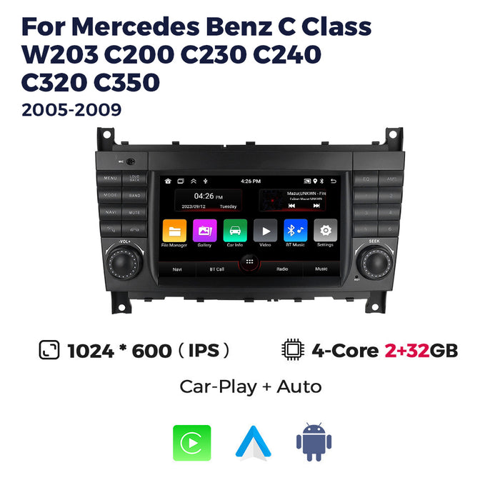 Suitable for mercedes benz w203 mercedes benz w203 with buttons 7inch discless dedicated android car machine
