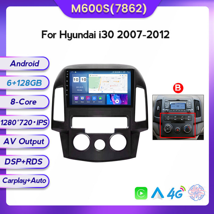 Suitable for modern I30 07-12 modified Android large screen central control car navigation screen 8 + 128