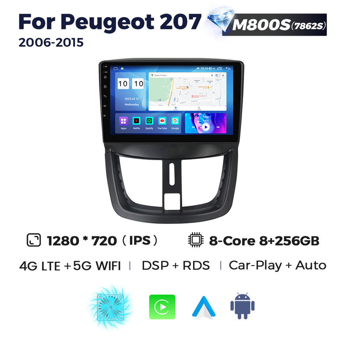 Suitable for Peugeot 207 2006-2015 Android large screen central control navigation radio 8 + 256G