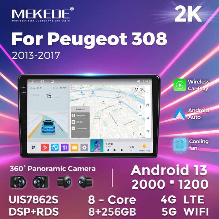 Suitable for peugeot 308 2013 - 2017 smart android large screen car navigation system