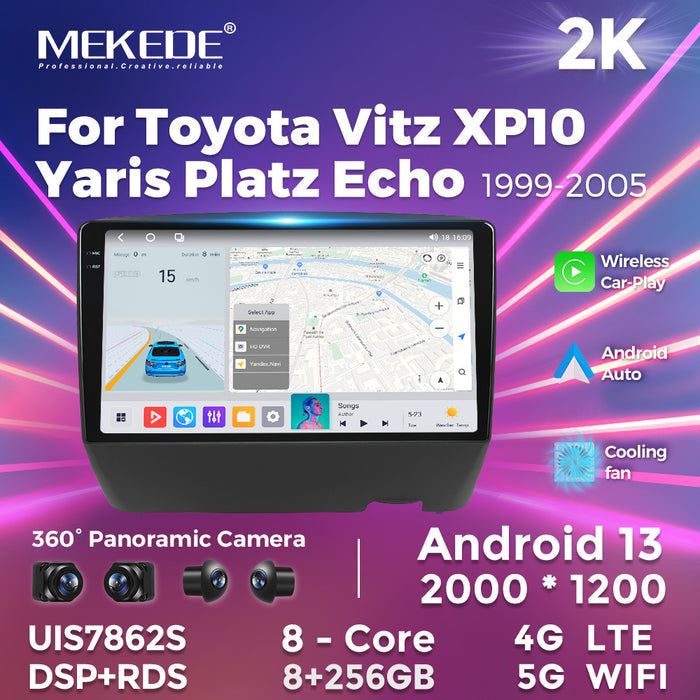 Suitable for Toyota Vitz XP10 Yaris 99-05 Android large screen central control navigation radio Carplay