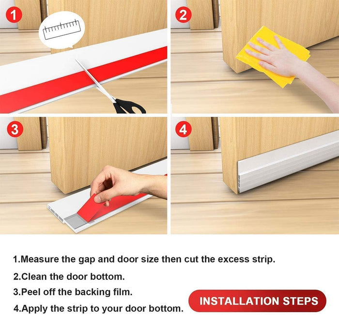 Suptikes Door Bottom Seal for Restful Sleep, Noise-Reducing Silicone Weather Stripping in White