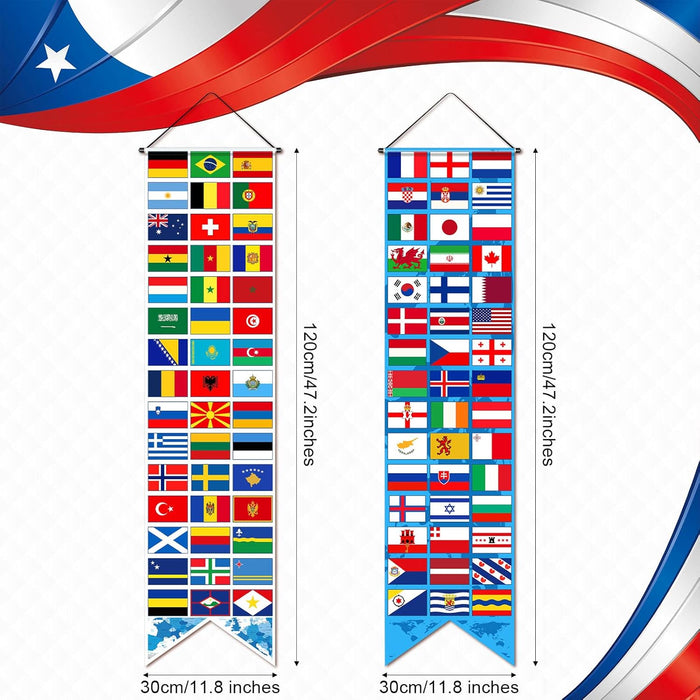 double-sided printing with bright multicolor soccer and flag graphics
