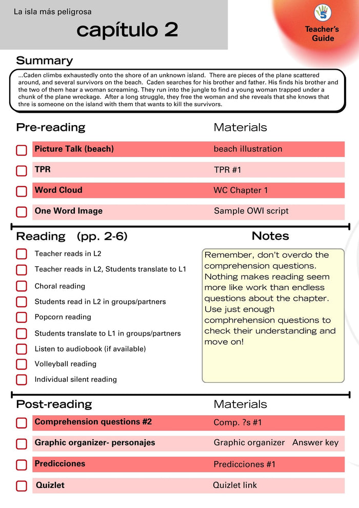 Teacher's Guide:  LA ISLA MÁS PELIGROSA, by John Sifert