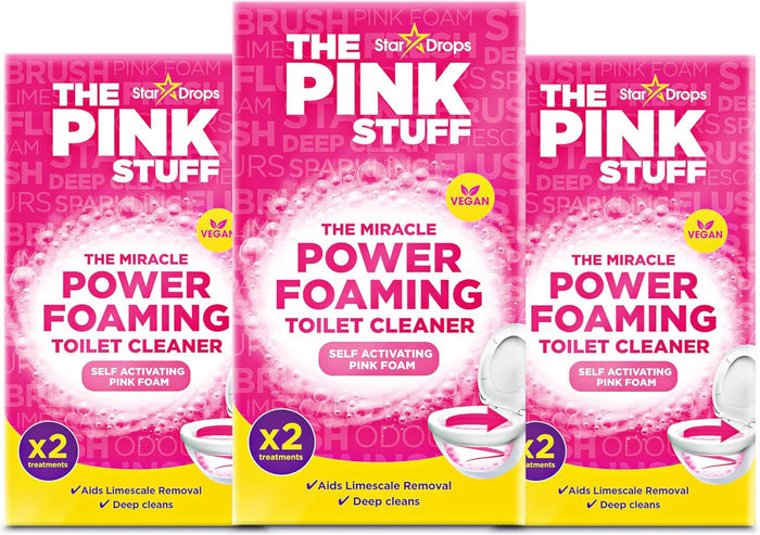 self-activating powder that fizzes into expanding pink foam on contact with water