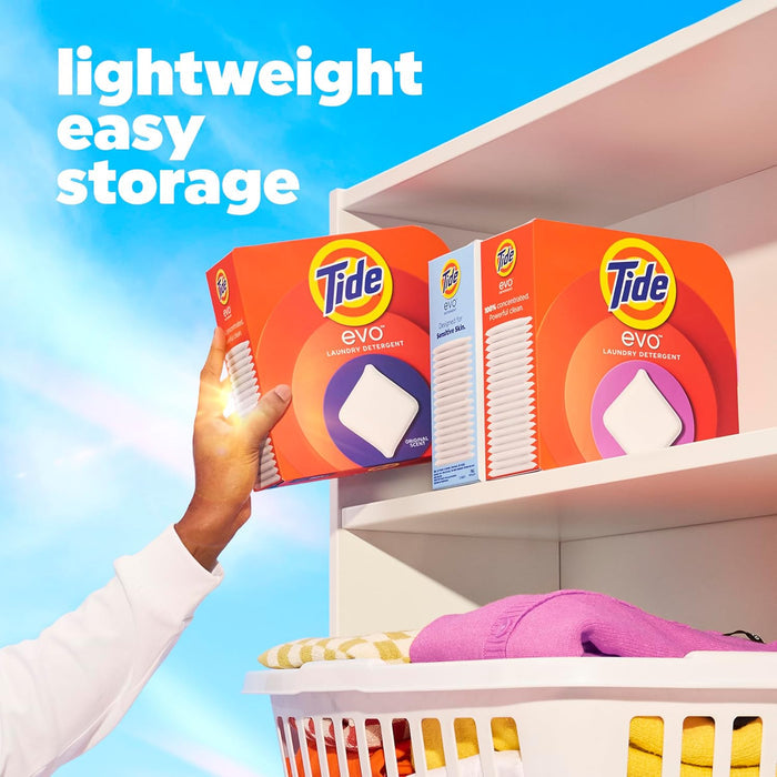 Tide evo Spring Blast Quick-Laundry Tiles for Busy Remote Workday Routines, 42 Pre-Measured Count