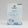 Pack of Purum toilet cleaning sheets on a white background