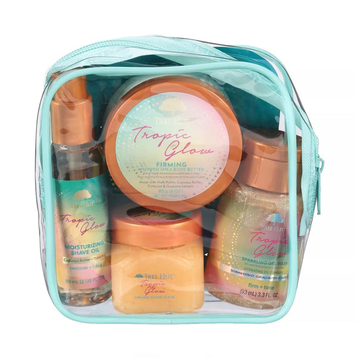 4-piece coordinated set: sugar scrub, foaming gel wash, shave oil, whipped body butter