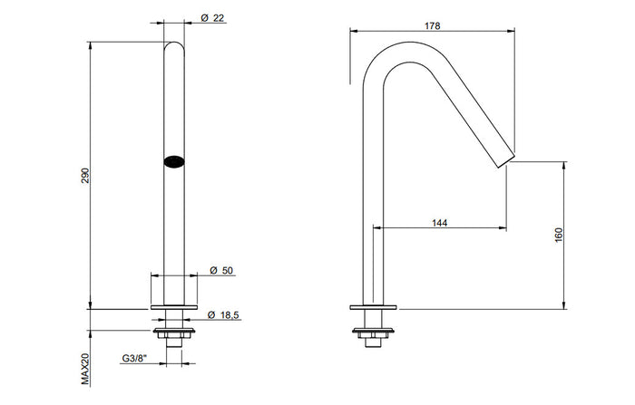 Treemme RWIT 6011 IS 01 – Waschtischauslauf 160 mm, Edelstahl, 22mm