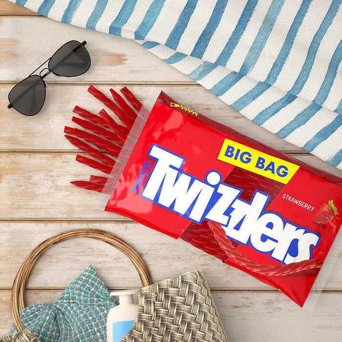 TWIZZLERS Twists Strawberry Candy – Portable Car Cup Holder Snack for Road Trips, 16 oz Bag