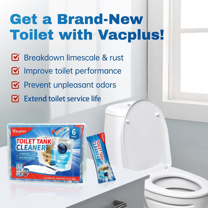 Vacplus Toilet Tank Cleaner - 6 Pack Limescale Remover Tablets for a Spotless Master Bathroom Aesthetic