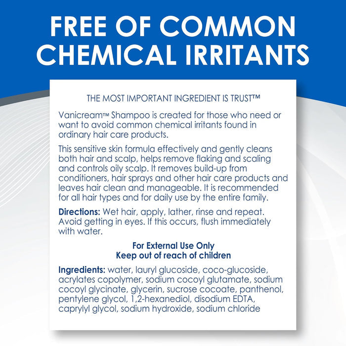 Vanicream Hair Shampoo – Dermatologist-Tested Formula for Allergy-Prone Users, Irritant-Free Daily Cleanser