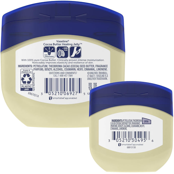 Vaseline Cocoa Butter Healing Jelly Variety Pack – TSA-Friendly Travel Moisturizer for Carry-On Luggage