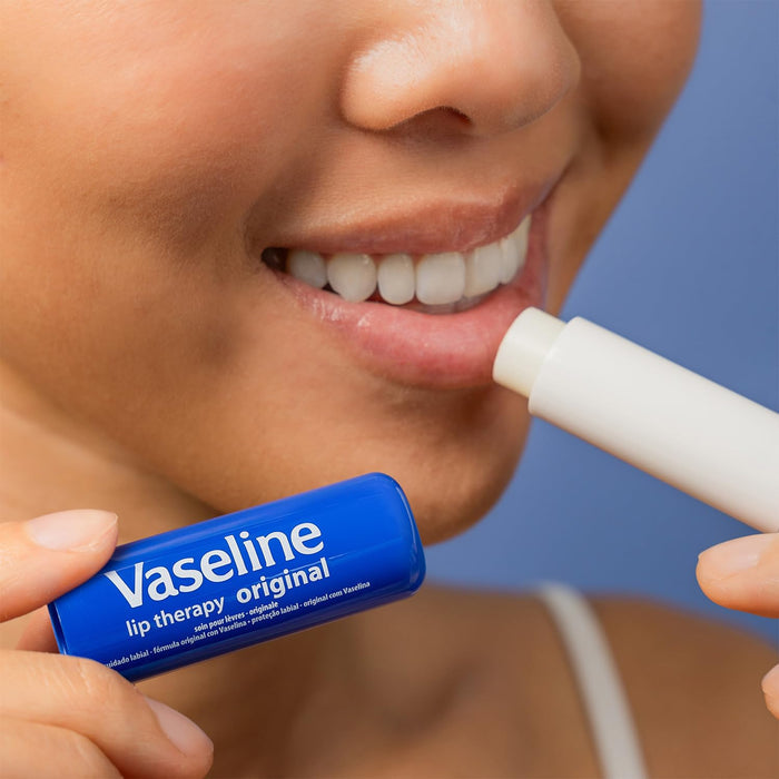 Vaseline Lip Therapy Original 8-Pack – Clean Vanity Lip Care Staple, Uncluttered Bathroom Drawer Essential