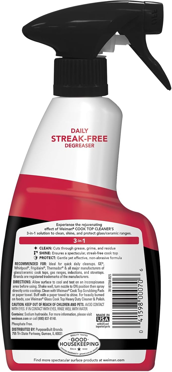 Weiman 2-Pack Cooktop Cleaner – Bleach-Free Non-Toxic Formula for a Mindful Post-Meal Cleanup Routine