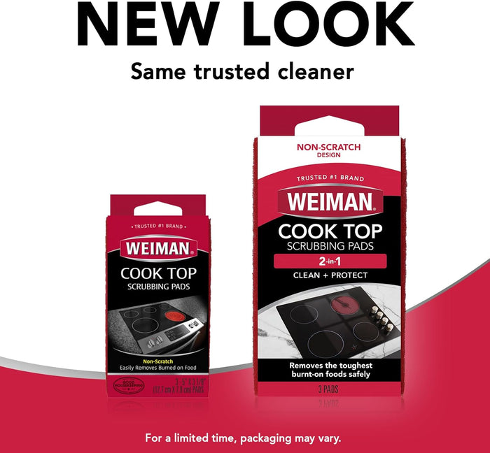 Weiman Cook Top Scrubbing Pads – Bulk 6 Pack of Non-Scratch Pads for Intentional Cooktop Care