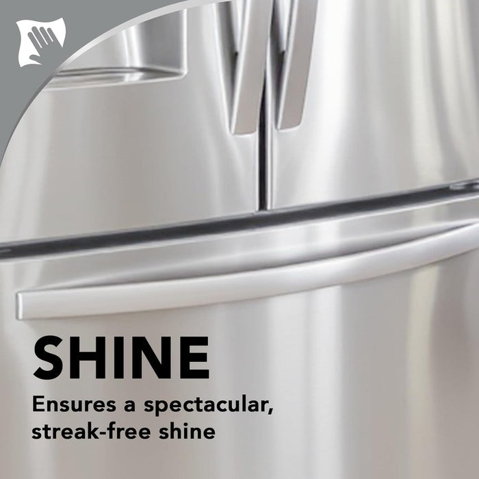 no-rinse wipe-and-buff application along the metal grain