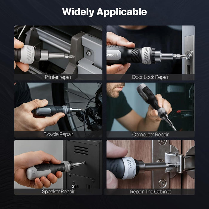 Wesdut All-in-One Screwdriver Set – 3-Speed Ratchet Saves Time on Laptop and PC Repairs