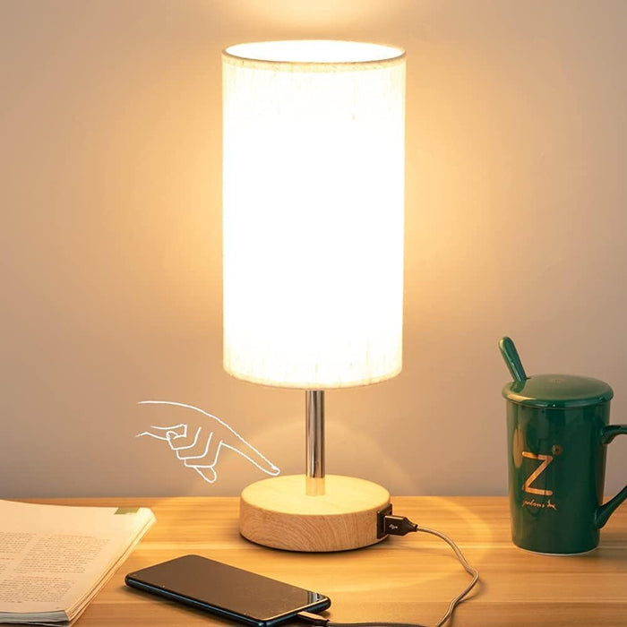 touch-sensitive metal base with 3-way dimming (low/medium/high)
