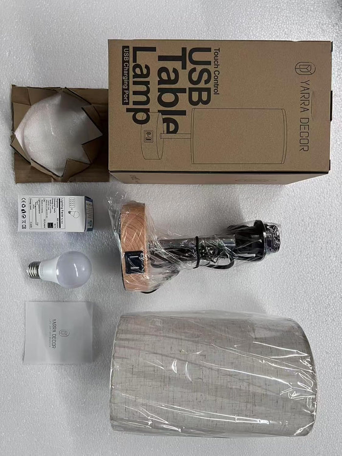 Yarra-Decor Bedside Lamp – Birthday Gift for Her with Warm Dimmable Light and Phone Charger